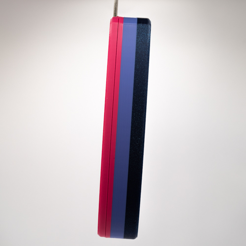 Bisexual Cordsmith featuring magenta, purple and navy stripes.