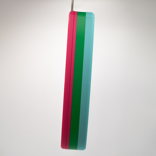 Polysexual Cordsmith featuring bright pink, green and light blue stripes.