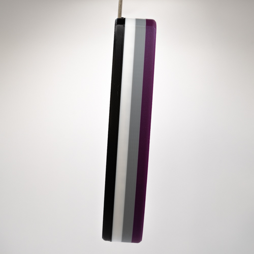 Asexual Cordsmith featuring black, gray, white and magenta stripes.