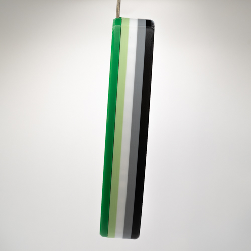 Aromantic Cordsmith featuring green, light green, white, gray and black stripes.