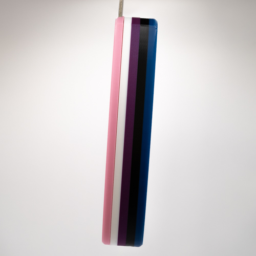 Gender Fluid Cordsmith featuring soft pink, white, magenta, black and blue.